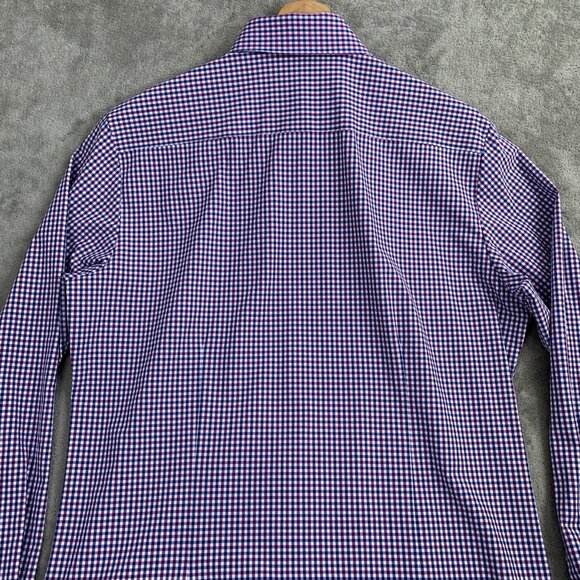 Mizzen Main Shirt Men Large Trim Purple Blue Leeward Plaid Check Button Stretch - Picture 10 of 10
